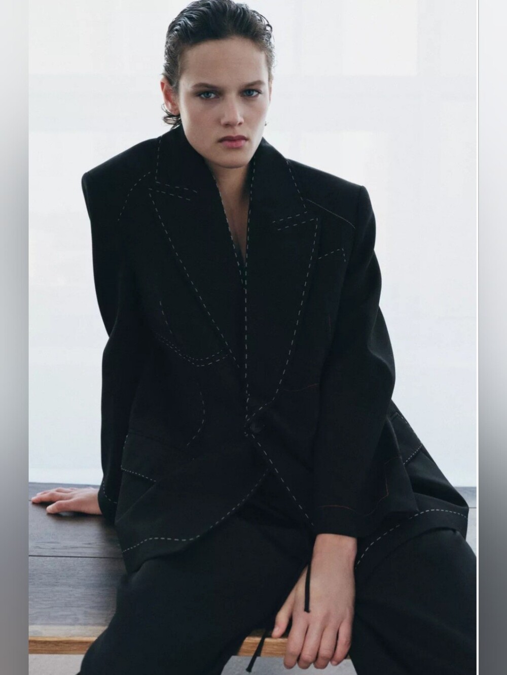ZARA ZW COLLECTION LIMITED EDITION CONTRAST TOPSTITCHING BLAZER ❤️🔥